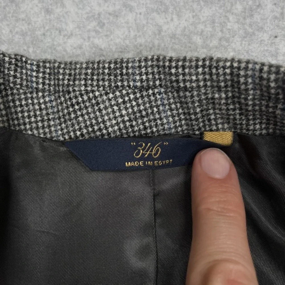 Brooks Brothers 346 Blazer Sz 44 Reg Gray Wool‎ Cashmere Houndstooth Sport Coat